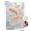 Pearl Painting Art Painting Kit for Adults and Beginners, Elegant White Betta Fish Sparkling Painting Craft Home Wall Decor Handmade Gift
