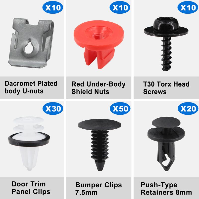130pcs T30 Engine Splash Guard Undertray Cover Screw Bolt U Nut Clip for Ford  Escape Explorer Edge Transit ConnectW713297-S300