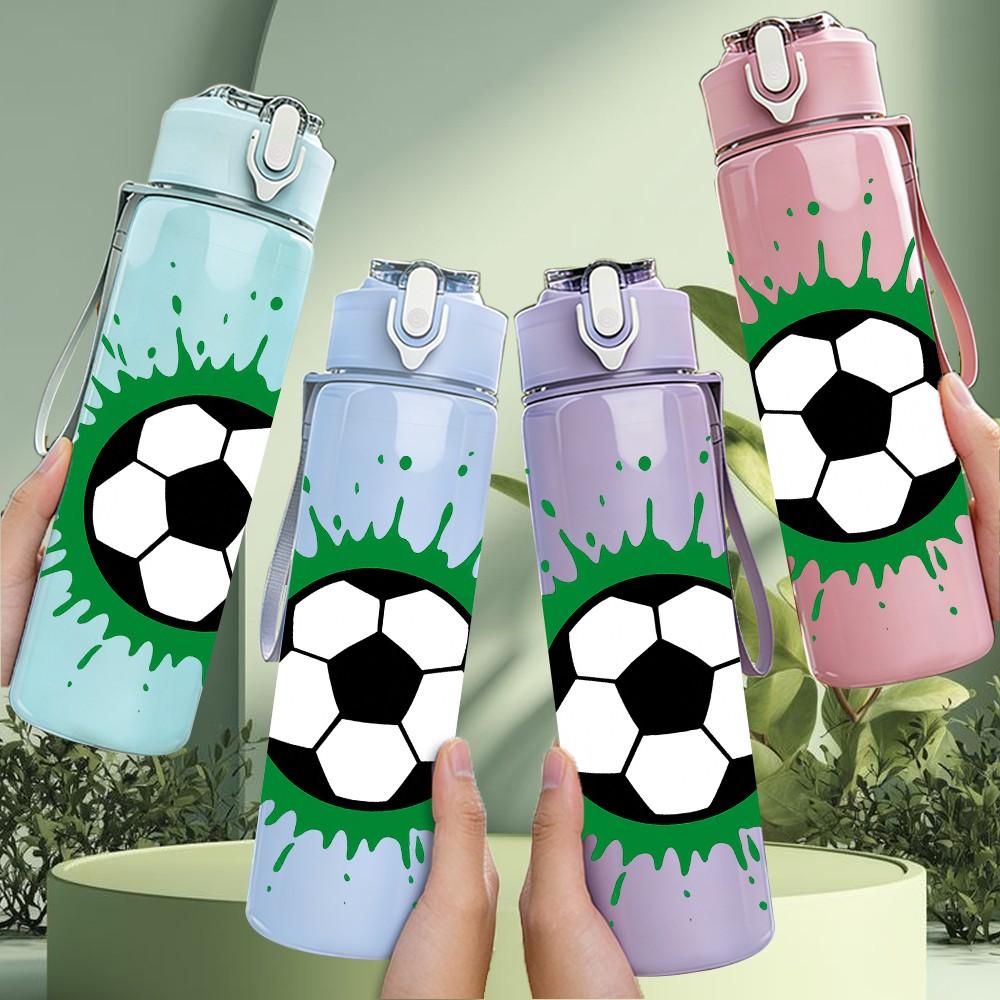1PC Soccer Ball Burst Pattern 750ml Color Plastic Sports Water Bottle Leakproof Flip Straw Lid Suitable for Sports Office Home Use
