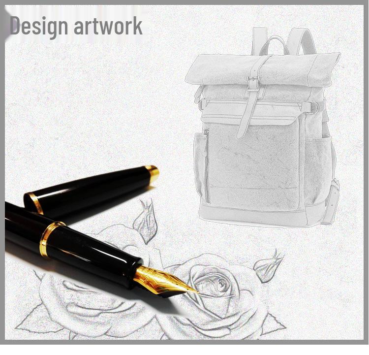 Men's Crazy Horse Leather Travel Backpack and Shoulder Bag with Waxed Canvas Laptop Compartment