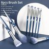 ENZO KEN Blue Glitter Makeup Brush Set with Travel Vegan Face and Eyeshadow Brush Set with Hourglass Resin Colorful Contour Blending Brush Kit Bag,