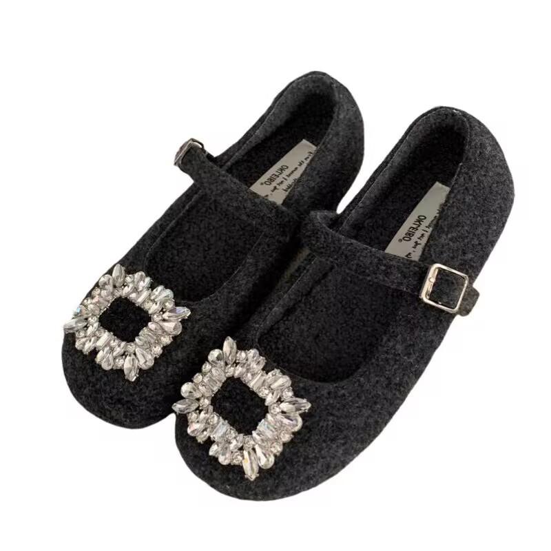 Inner Heightening Women's Shoes Temperament Mary Jane Shoes 2025 Spring and Autumn New French Square Head Rhinestone Shoes