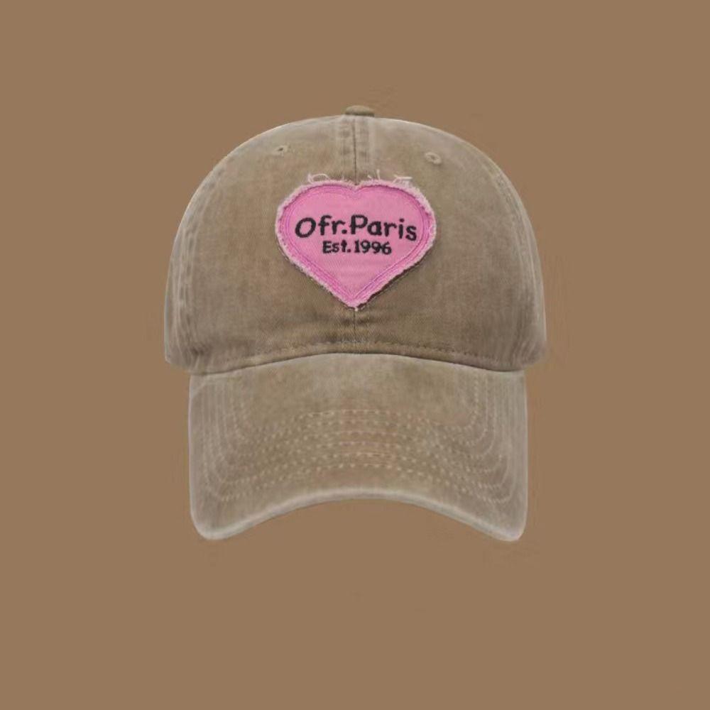 Love Heart Embroidery Snapback Hat Washed Cotton Couple Sun Hats Fashion Women Baseball Cap