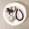 Bowknot Decorated Heart Keychain Mirror Jewelry Beauty Tool Gift For Friend Sisters Birthday Christmas Present