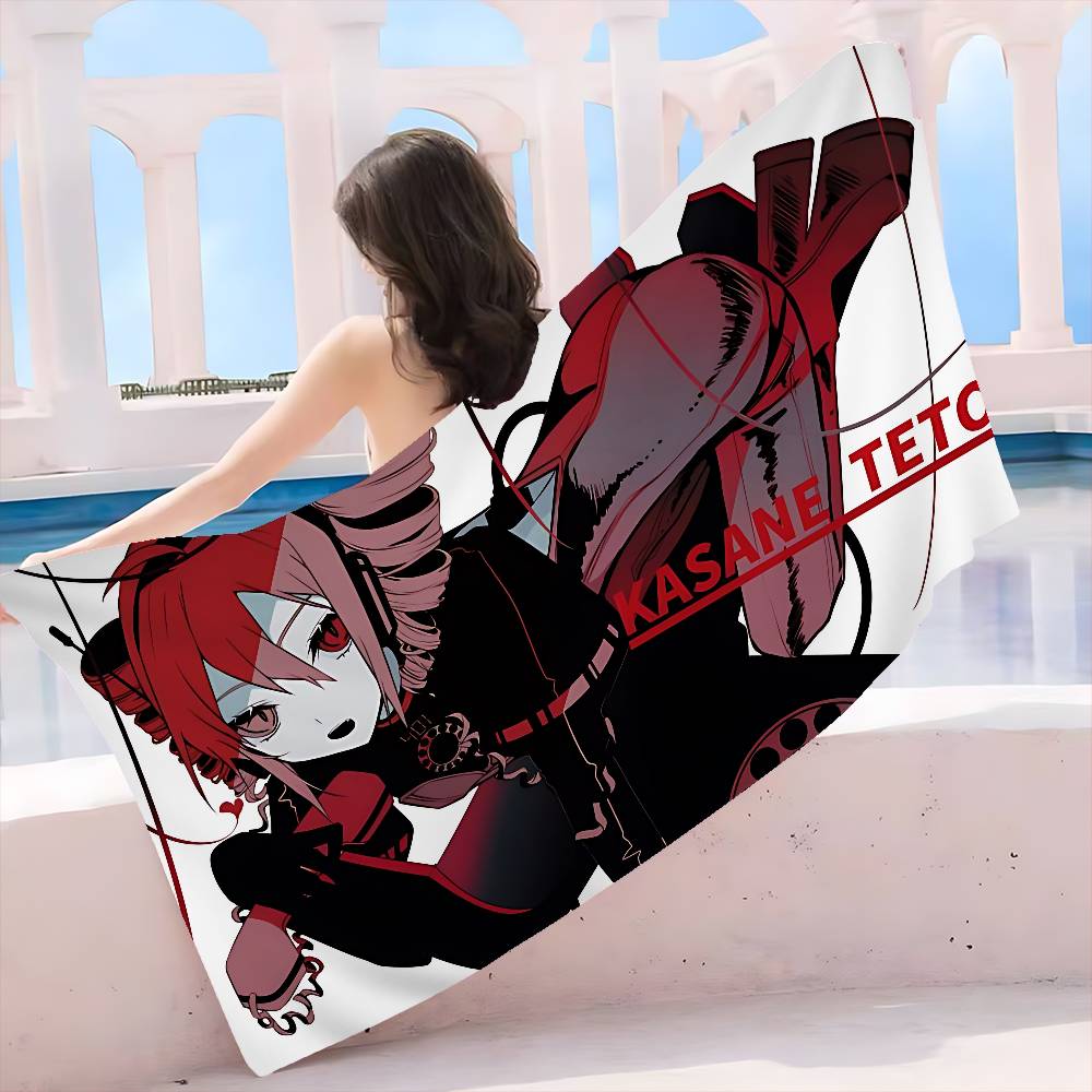 Popular Singer Kasanes Teto Anime Beach Swimming Towel Soft Absorbent Washcloth Children's Gifts for Kids Travel Camping Gym