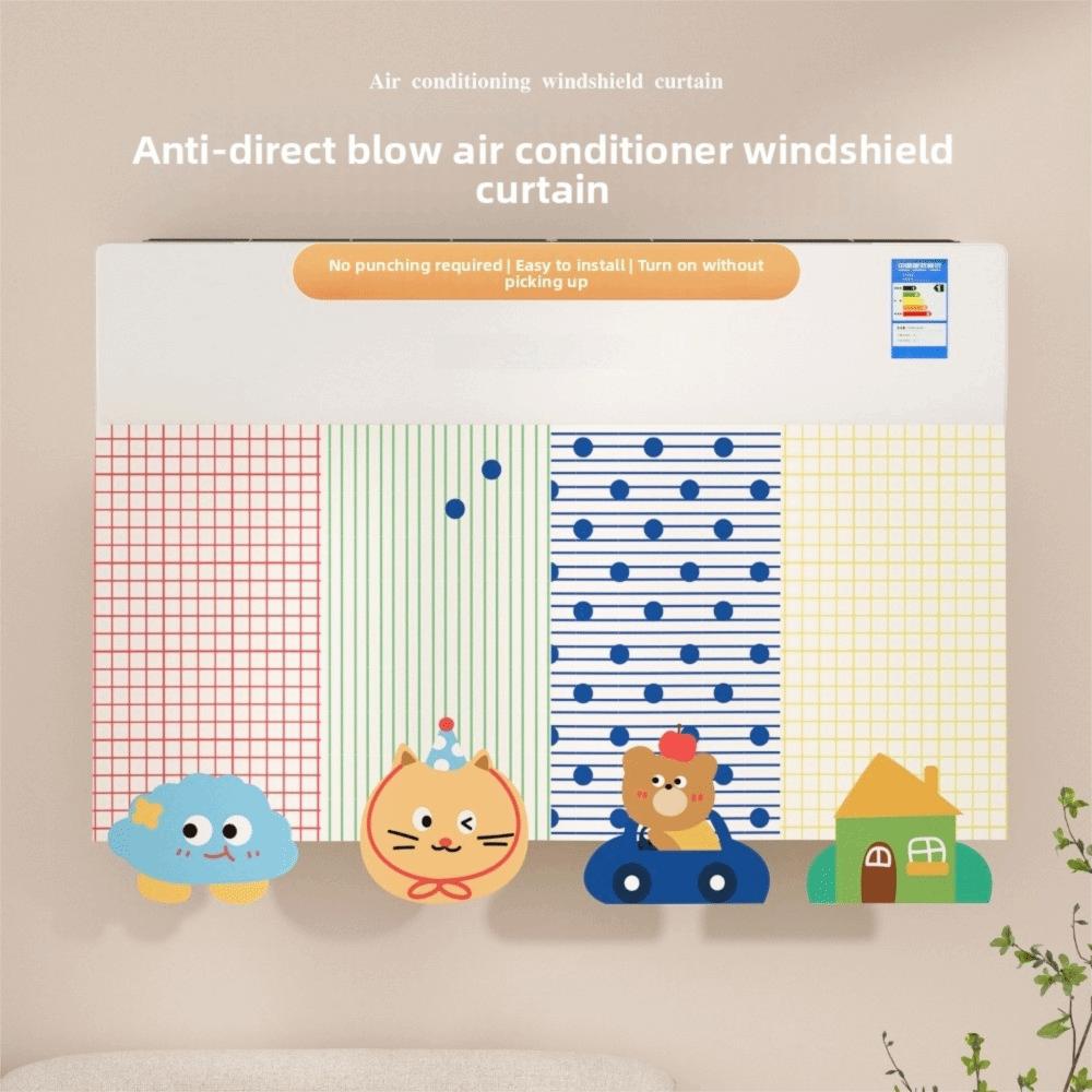 Cute Waterproof Air Conditioner Cover Washable Cat Dust-proof Cover Cartoon Air Conditioner Dust Cover Home Use