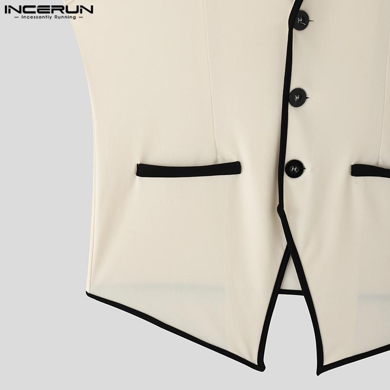 INCERUN Men Notched Lapel Sleeveless Irregular Stitching Casual Thin Vest Waistcoat