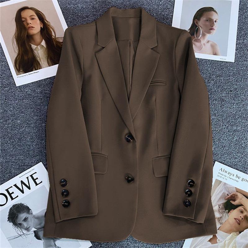 Autumn Winter Loose Casual Solid Color Suit Women Long Sleeve All-match Blazer Female Cardigan Coat Top