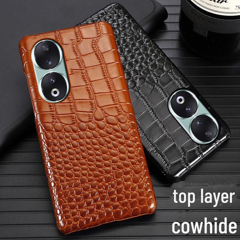 

Genuine Leather Crocodile Pattern Half-Cover Case for Honor 90Pro Honor 50 SE чёрный