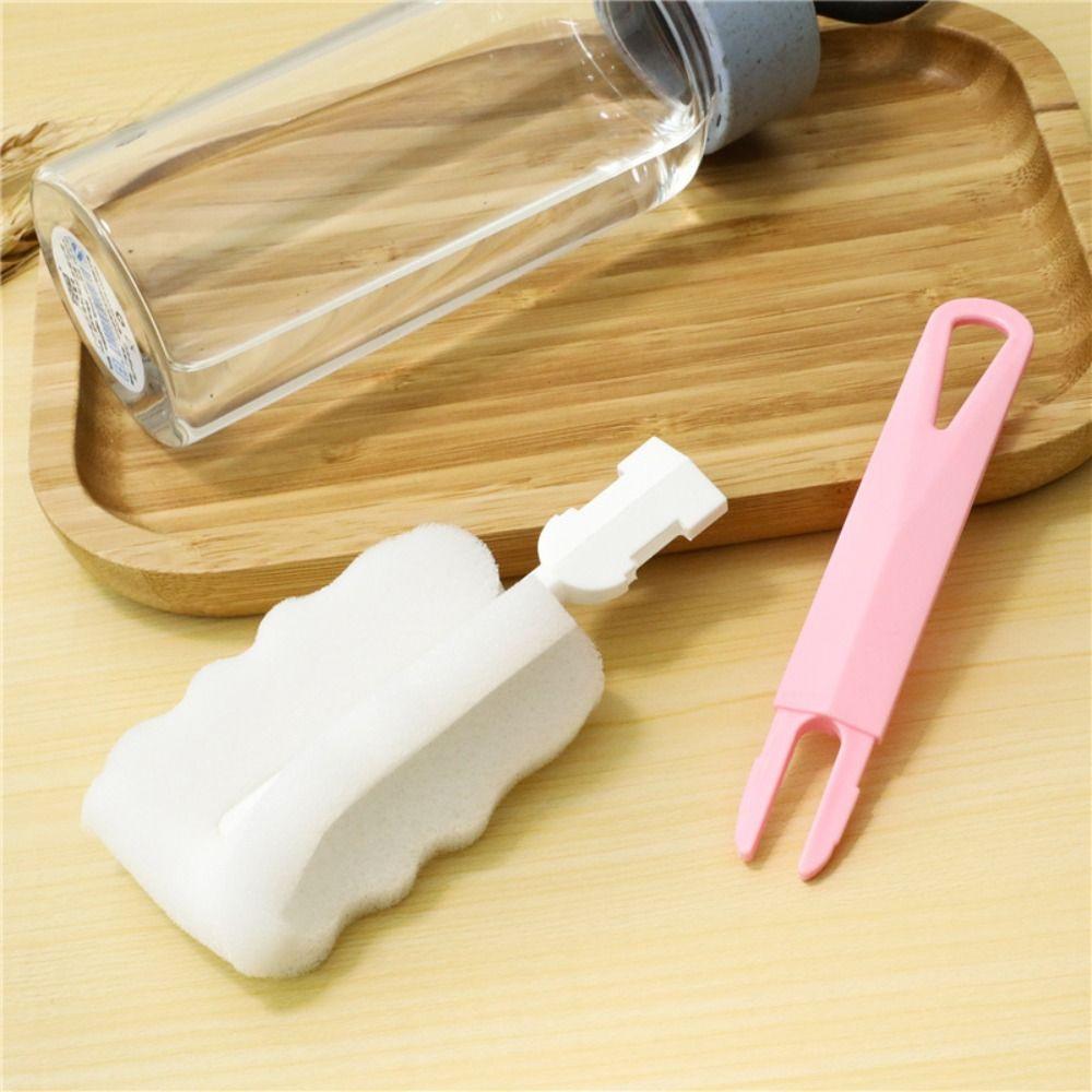 Long Handle Milk Bottle Brush Detachable Cup Cleaning Brush Sponge Cup Washing Brush  Kitchen