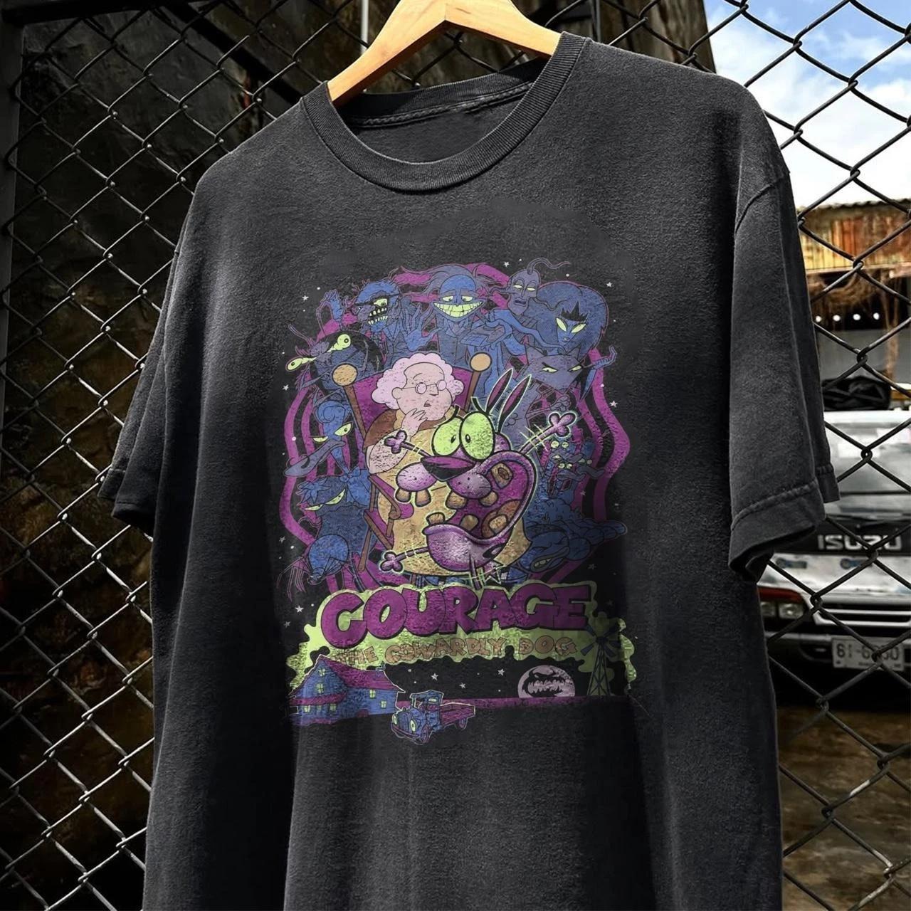 

Summer Vintage Courage The Cowardly Dog Cartoon Print Short Sleeve TShirt Retro Graphic Tee 90s Nostalgia Streetwear Clothing 4XL
