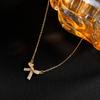 Trendy Fine Gold Color Bowknot Rhinestone Chain Pendant Necklace For Women Temperament Jewelry Shiny Crystal Wedding Gift