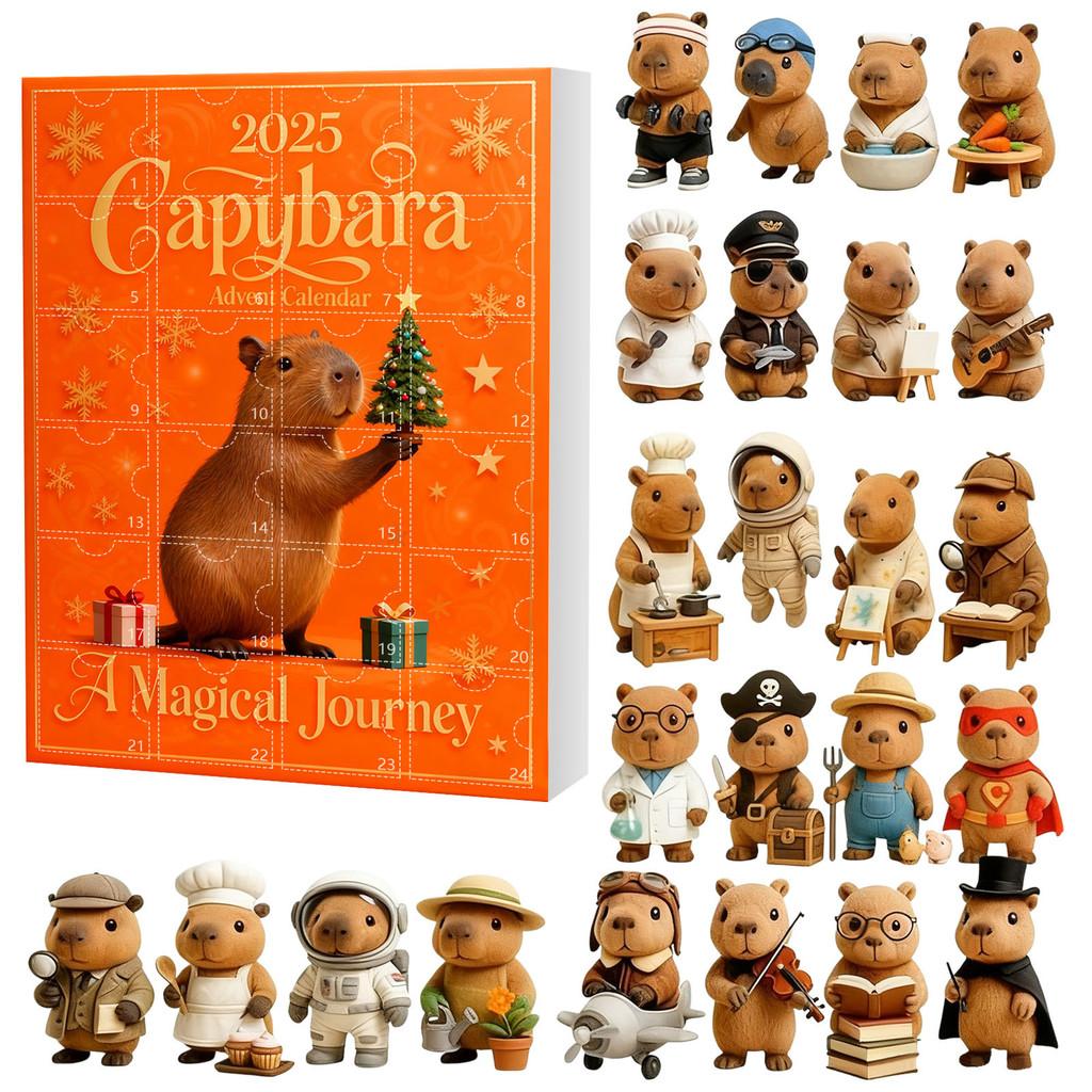 Christmas Capybara Advent Calendar Blind Box With Acrylic Figurines For Festive Decorations
