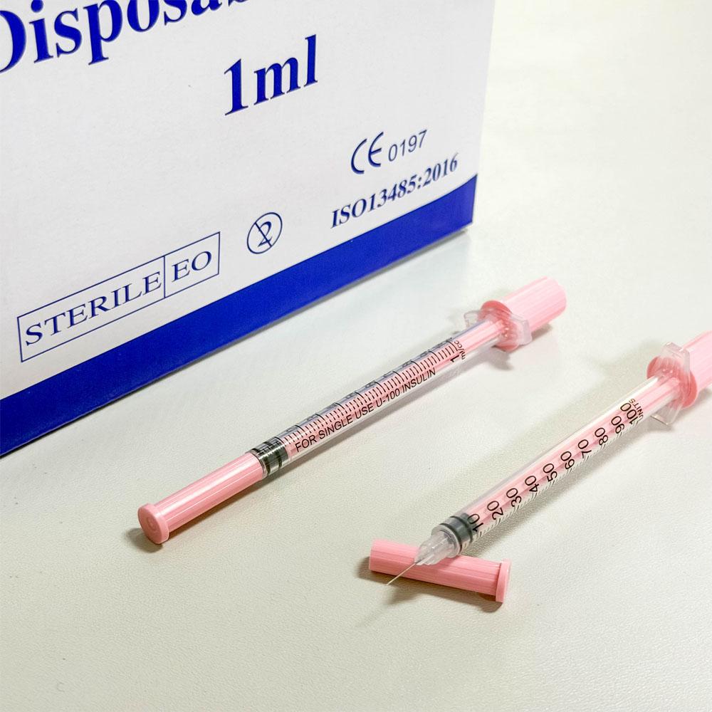 Sterile Veterinary Insulin Syringe Pink 1ml, 100PCS/BOX, 30G 8mm 31G Needle 8mm, Clear Scale Portable Livestock Farm Injection