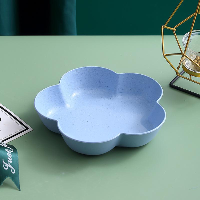 Colorful Petal Fruit Dish - Cute Wheat Straw Flower Plate for Snacks and Bones