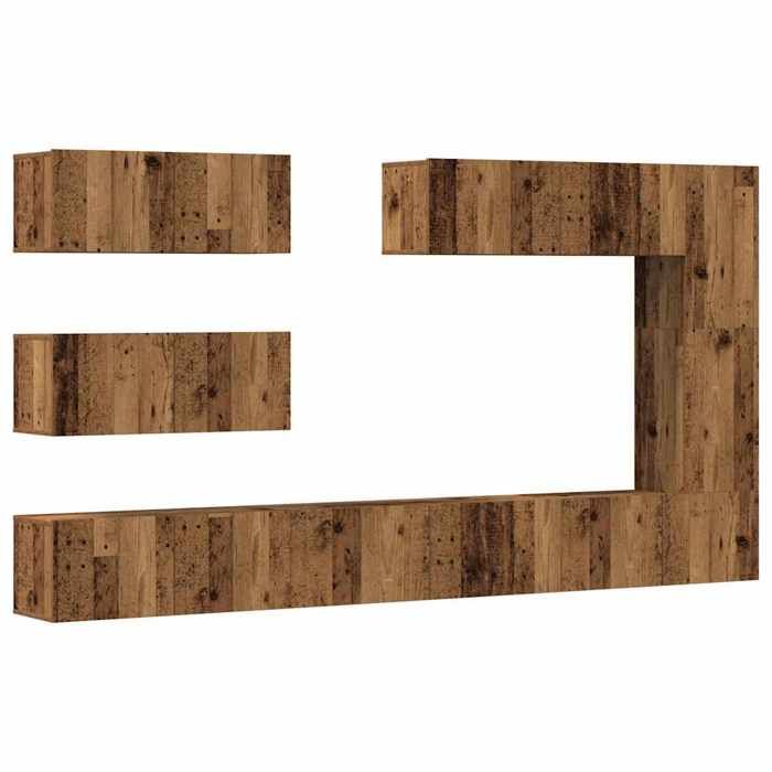 VidaXL Wall-Mounted TV Unit Set 7 Pcs Old Wood Engineered Wood 3329139