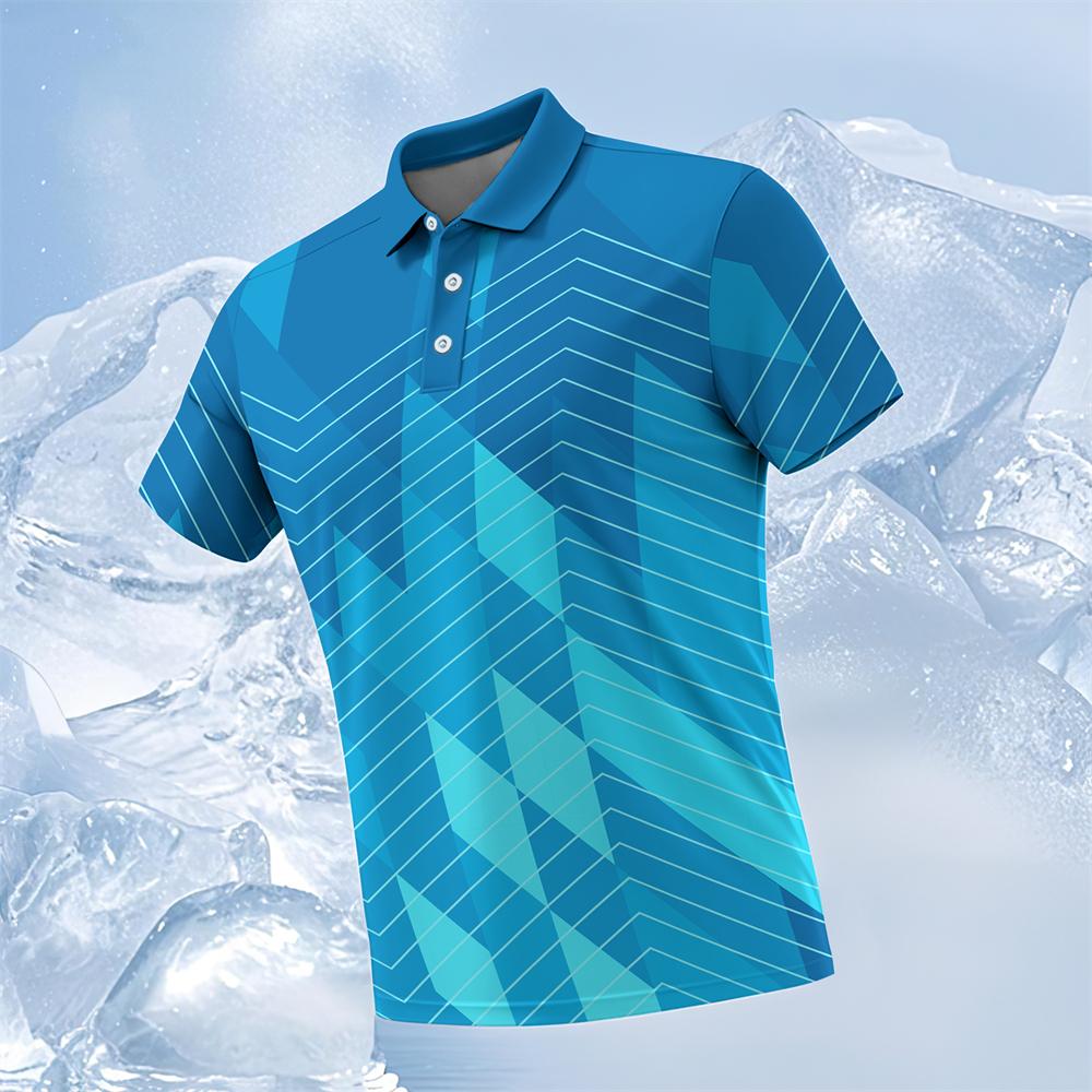 

Geometric Lines Gradient Stripes Men s Polo Shirts Outdoor Casual Sports Golf Polo Shirts Button Short Sleeve Street Graffiti S