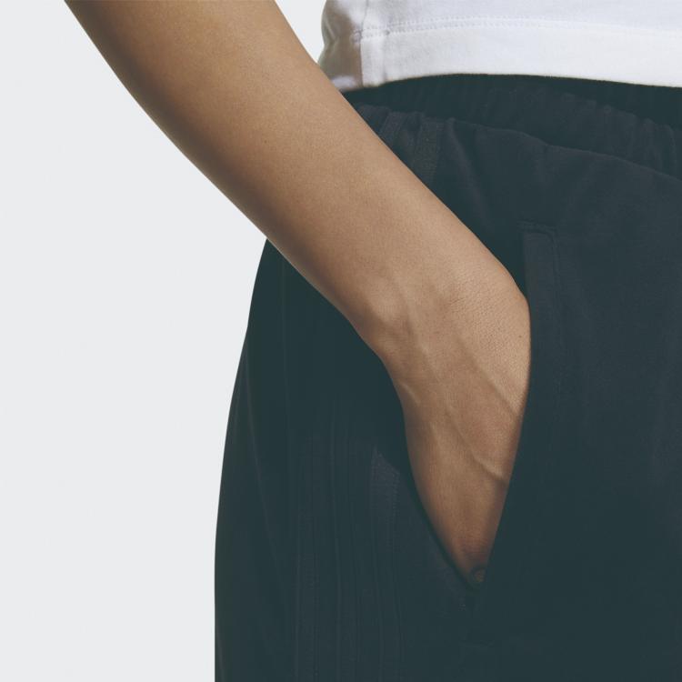 Adidas Originals Trefoil Track Pants Wide Leg Mid Rise Drawstring Knit Sports Pants Women Pants Black GV2926