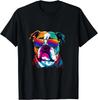 Lustiges mehrfarbiges Englische Bulldogge Gesicht Hunde Liebhaber Geschenk Unisex T-Shirt