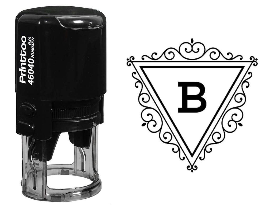 Printtoo Swirl Border Triangle B Alphabet Monogram Initial R-40 Self Inking Rubber Stamp Office