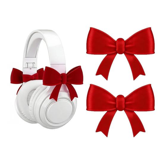1/2 Pairs Headphone Silicone Bow Decoration Universal 3D Headset Decorative Bow Clip Women Headphone Attachment Accessory