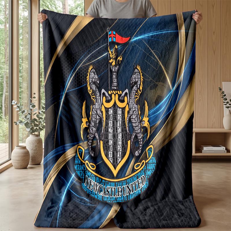 Coperta in Flanella con Stampa del Newcastle United Football, Coperta Morbida Calda Leggera per Divano Letto Campeggio