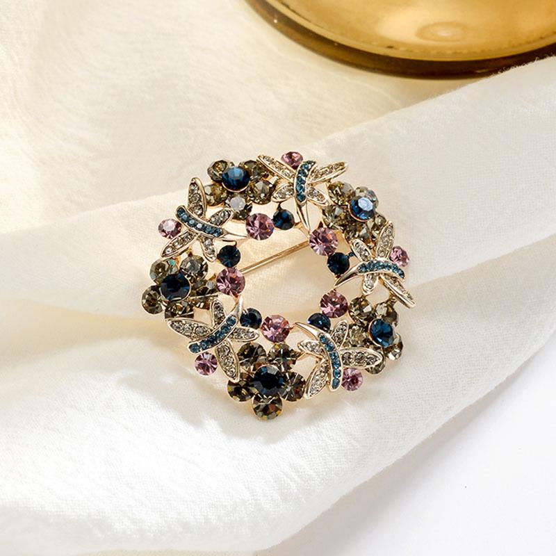Elegante Libellen-Blumen-Brosche: Retro-Luxus-Accessoire für Damenmodeanzüge