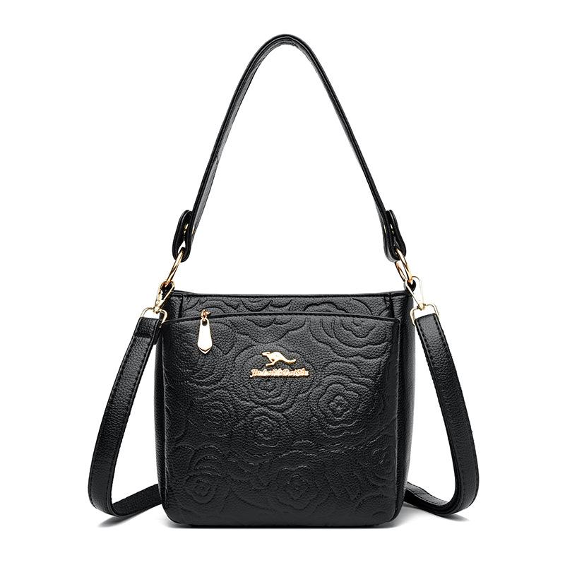 Simple and large-capacity bag women's 2025 autumn and winter fashion messenger bag versatile shoulder small square bag soft leather mother bag