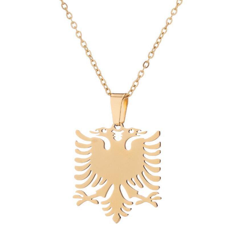 Albanian Eagle Pendant Necklace, Stainless Steel Choker for Women