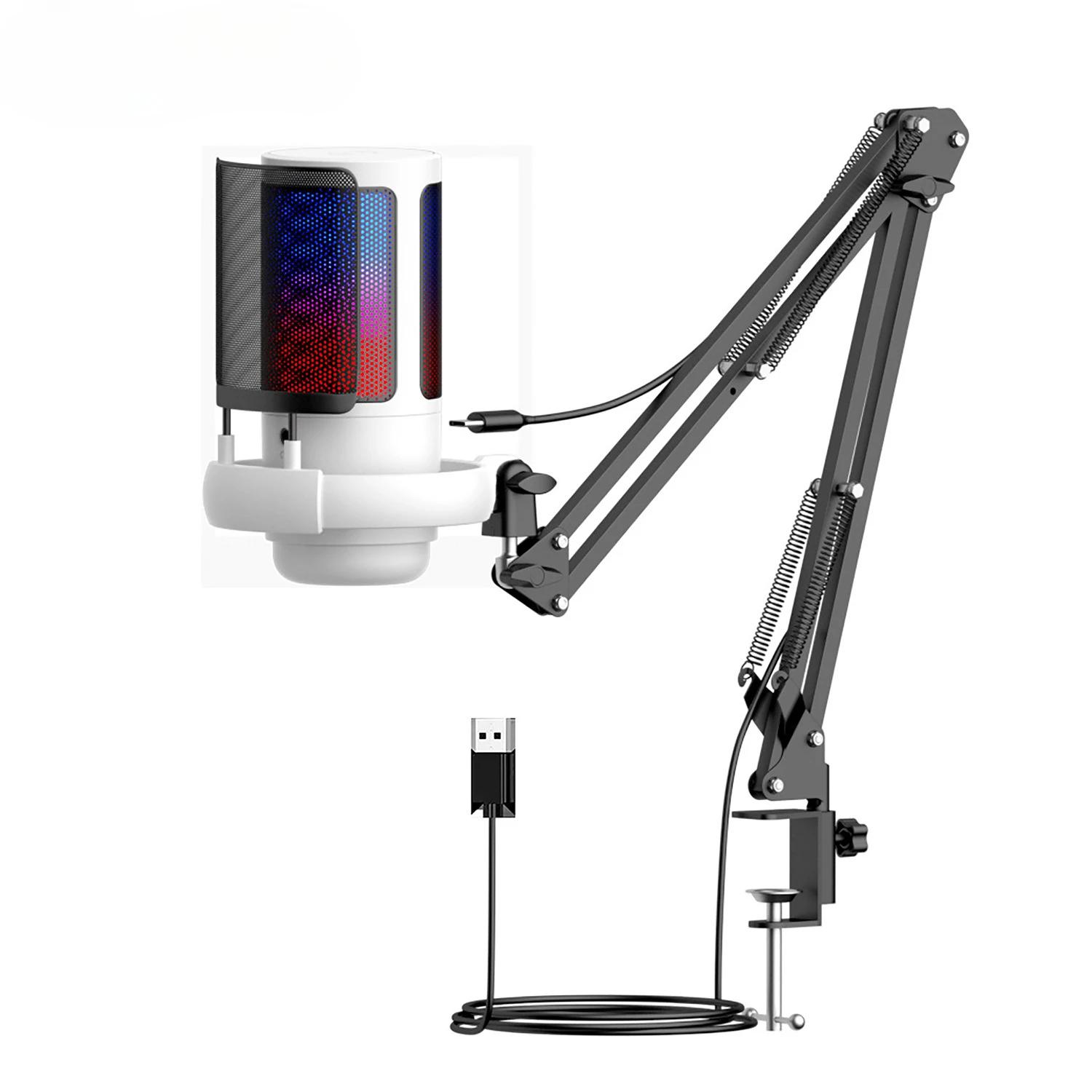 

ME6S USB конденсаторный микрофон профессиональный микрофон для подкастов студийный микрофон для записи AmpliGame RGB игровой микрофон белый