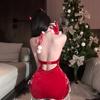 Sexy lingerie bows are embellished with Christmas lace halterneck buttons, one-shoulder pure desire, side waist strap skirt