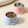 15° Tilted Cartoon Dinosaur Pet Bowl Anti-Knock Leak-proof Dog Water Feeders Non-Slip Stainless Steel Cat Food Bowls