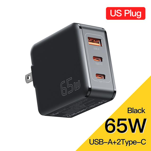 Essager PD65W GaN Charger 3 Ports Quick Charge 4.0 USB C Charger For iPhone 14 13 12 Pro Max For Xiaomi Samsung IPad Pro Charger