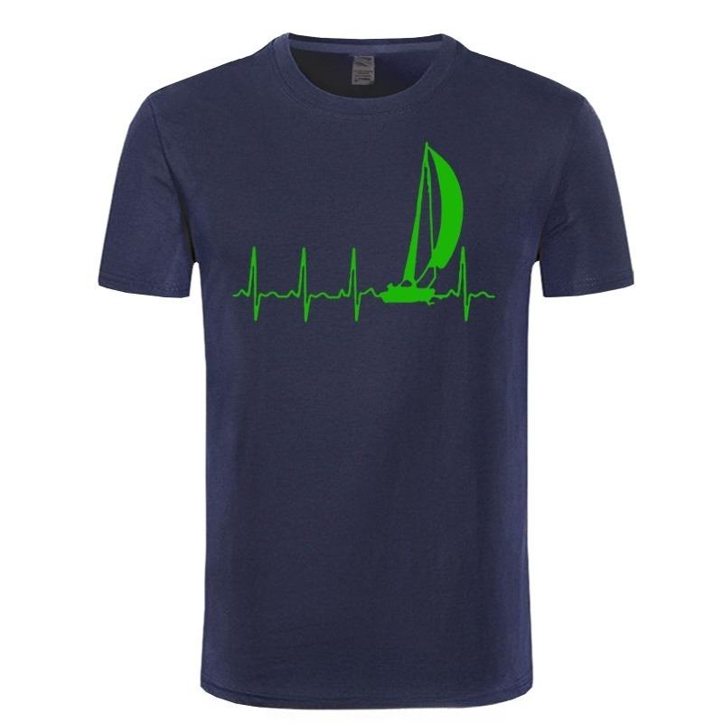 Sailing T Shirt SAILING IN A HEARTBEAT TShirt Summer Graphic Tee Shirt Cute 100 Cotton Short Sleeve Mens Tshirt