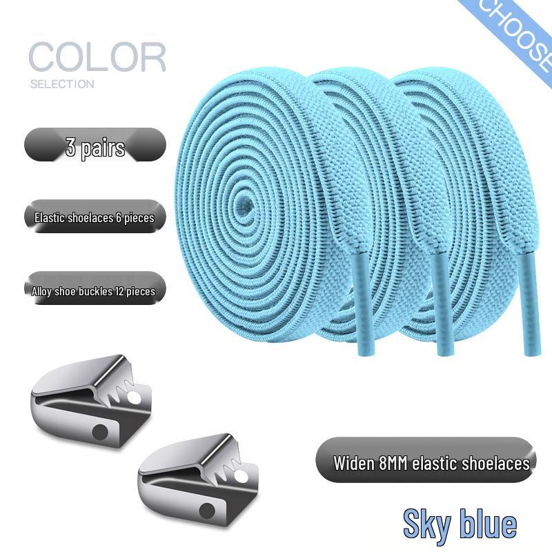 Elastic No-Tie Shoelace Buckle - White Flat for Men, Women, Kids