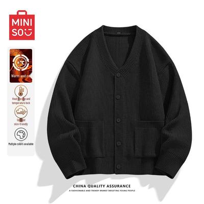 Miniso Men's Loose Fit V-Neck Cardigan Sweater
