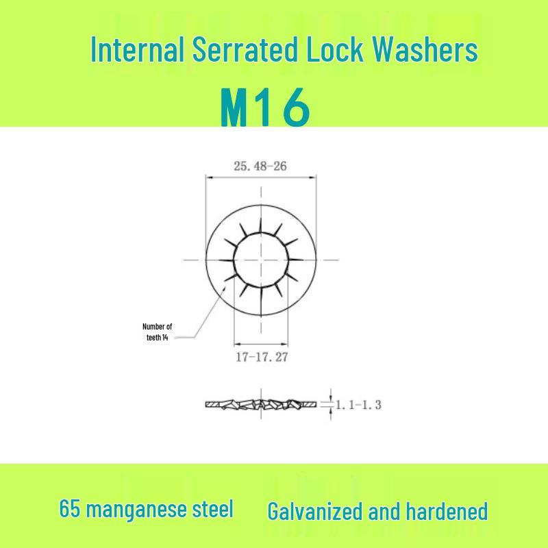 M3-M30 Blackened 65 Manganese Steel Multi-Tooth Inner Lock Washer (GB861.2)