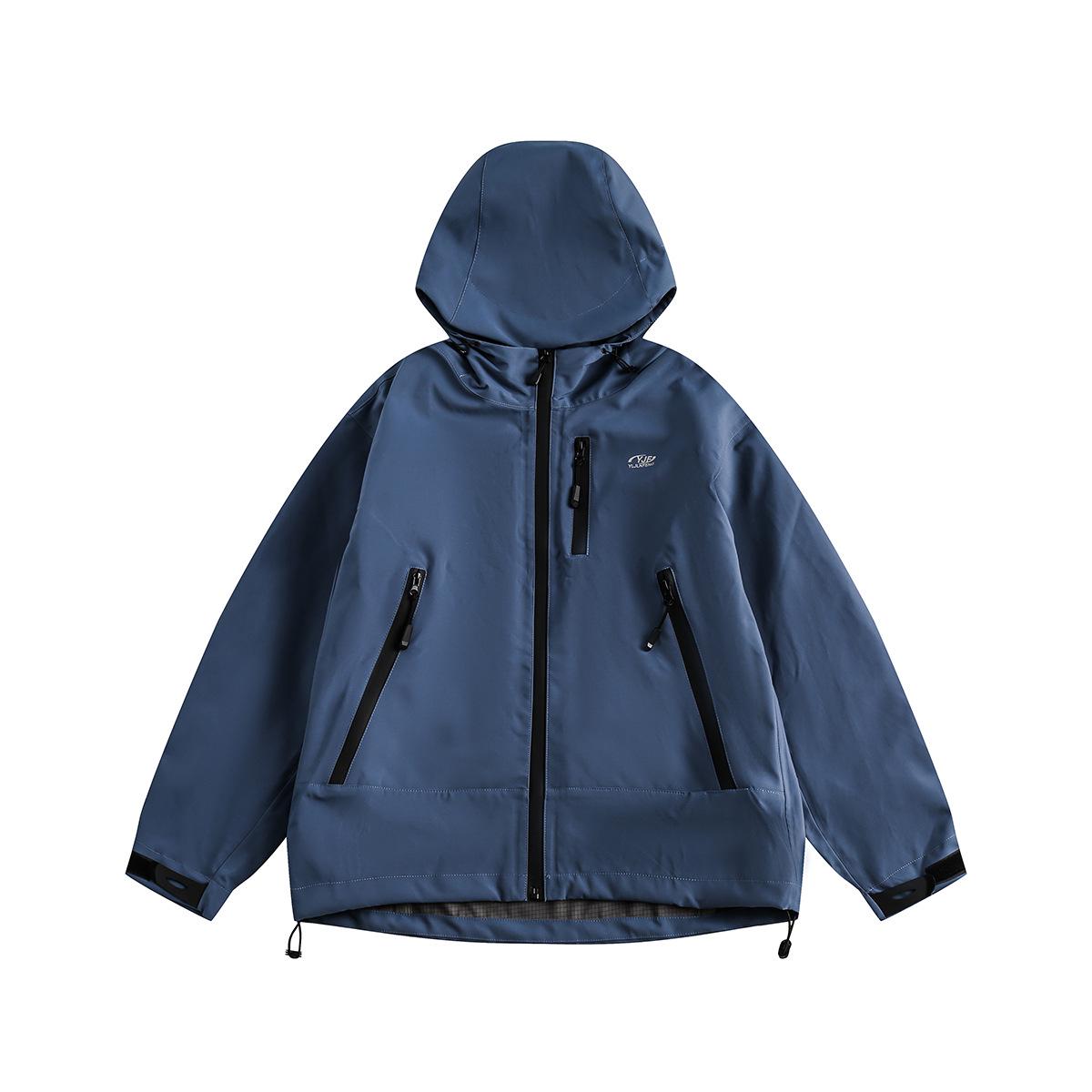 

KUOMI Unisex Hooded Windbreaker with Zipper Detail - Mountain Style Spring/Autumn Jacket JK812 L королівський синій колір