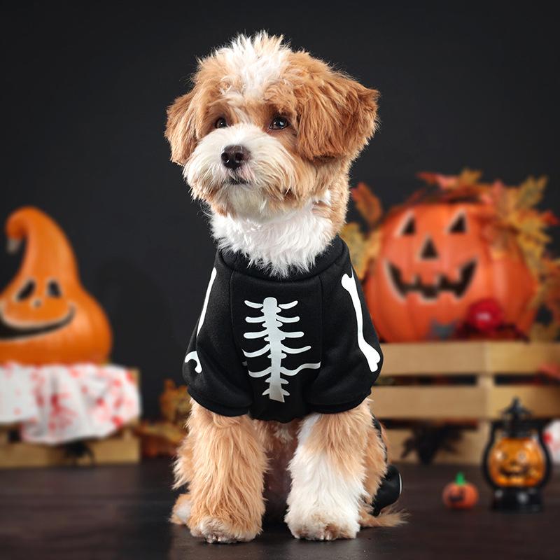 Cute Pet Jumpsuit Halloween Luminous Skeleton Pet Dog Cat Costumes Creative Puppy Kitten Pet Costume Funny Pet Cosplay Props