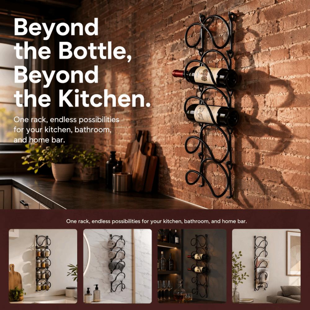 5 Piece Wall Mounted Wall Mounted Wine Rack Wrought Iron Towel Holder Hanging Wine Rack Bathroom