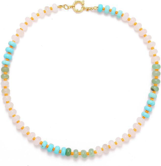 Turquoise Bohemian Beaded Clavicle Necklace - Summer Casual Vacation Style for Women