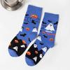 Halloween Mid Calf Socks for Men Women, Breathable Cotton Socks with Wicking, Funny Novelty Design