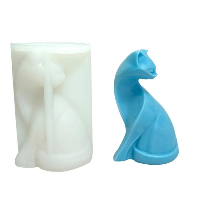 

Формы для свечей в виде 3D-котов Формы для глиняных фигурок животных Силиконовые формы для абстрактных котов Формы для литья ароматизированных свечей для украшения тортов белый