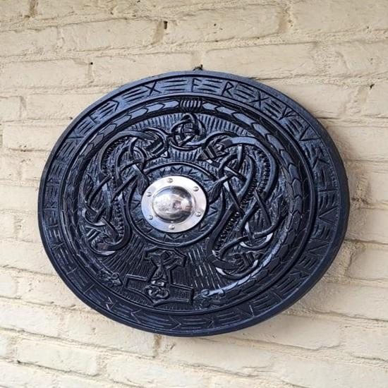 Viking Wooden Shield  60.96 Cm Norse LARP  Warrior Display Prop