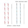 New Colorful Reusable Metal Straws Set with Cleaner Brush 304 Stainless Steel Drinking Straw Milk Drinkware Bar Party Drink Accessory