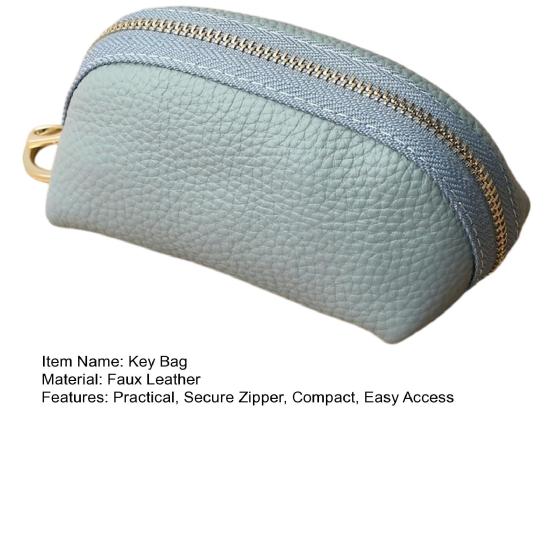 Car Key Case Faux Leather Key Bag Key Chain Pouch Zippered Car Key Bag with Metal Ring for Men Women
