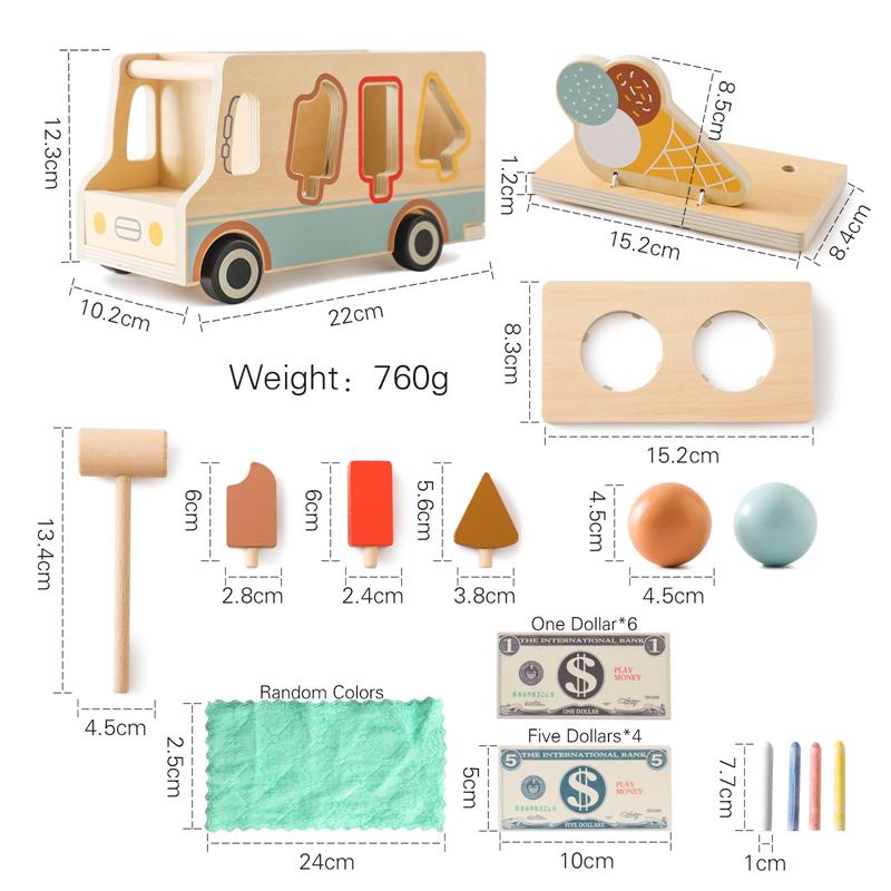 

Wooden Ice Cream Toys Pretend Play Simulation Montessori Ice-cream Cone Kitchen Food Toys Preschool Educational for Kids Gifts
