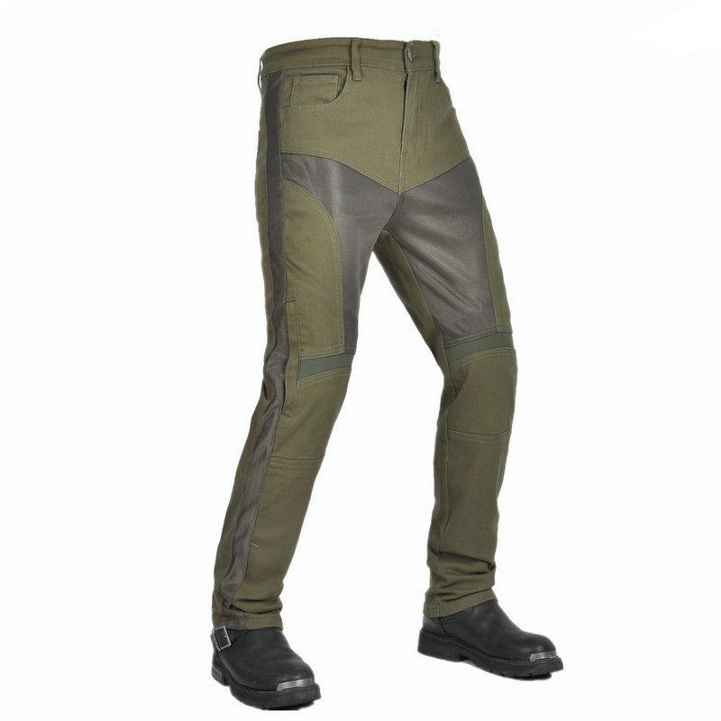Breathable New product Motorcycle Jeans Men's Army Green Locomotive Mesh Summer Casual Elastic Riding Pants
