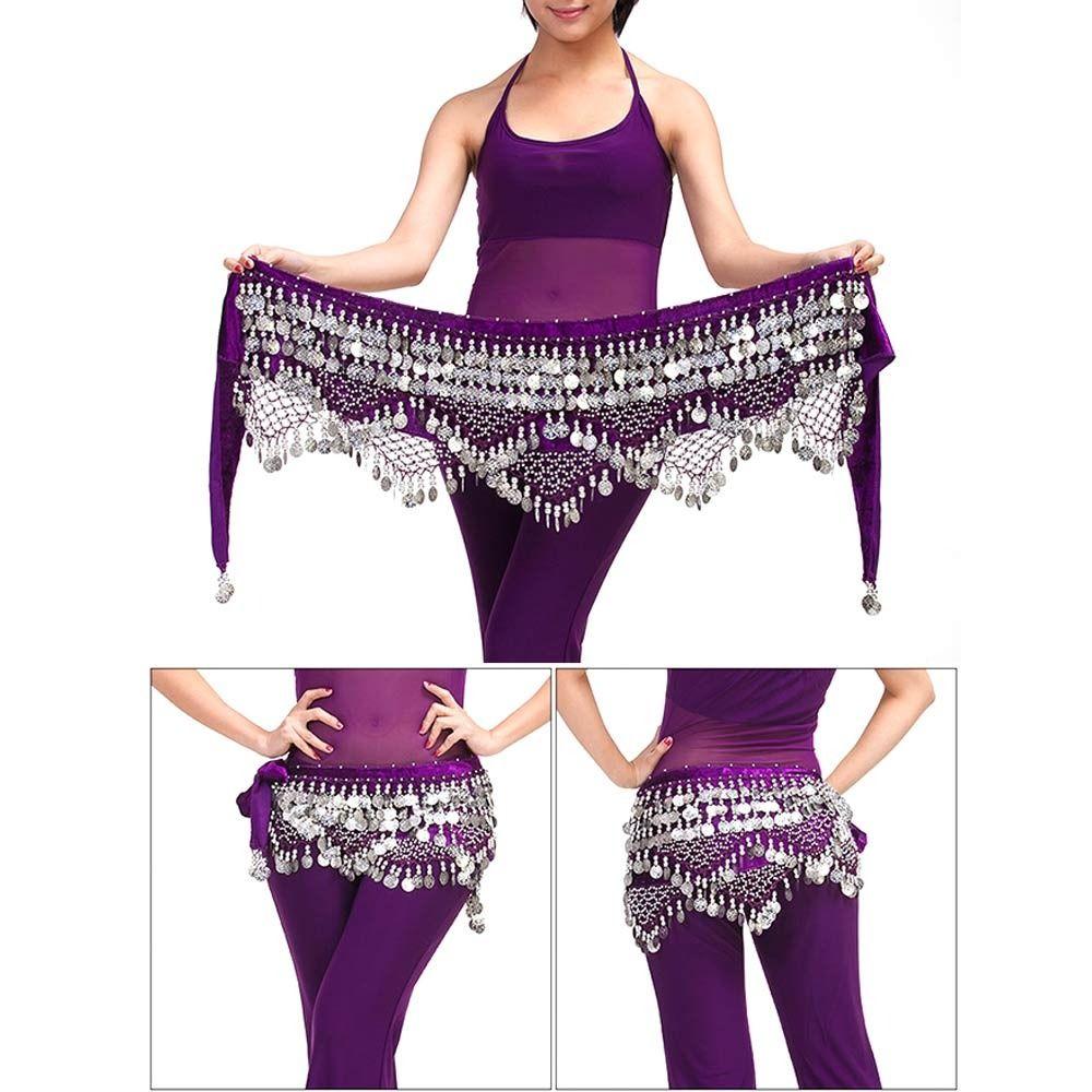 Sexy Sequins Show Costumes Hip Scarf Belly Dance Belt Dancer Skirt Waist Chain