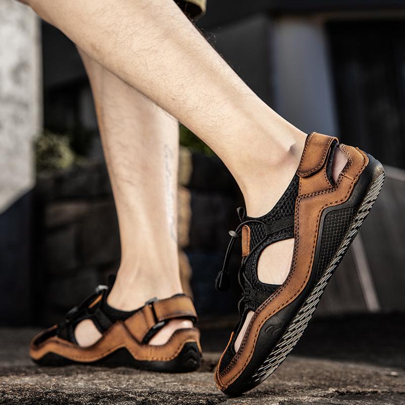 Large Size Sandals Men's Summer New Beach Shoes Sandals Men's Non-slip Hand-sewn Men's Shoes
